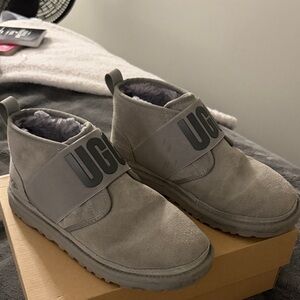 UGG Light Gray Suede Slip-On Boots
